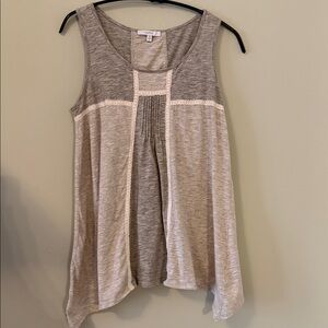 Mystree Gray Tank with Cream Crochet Trim